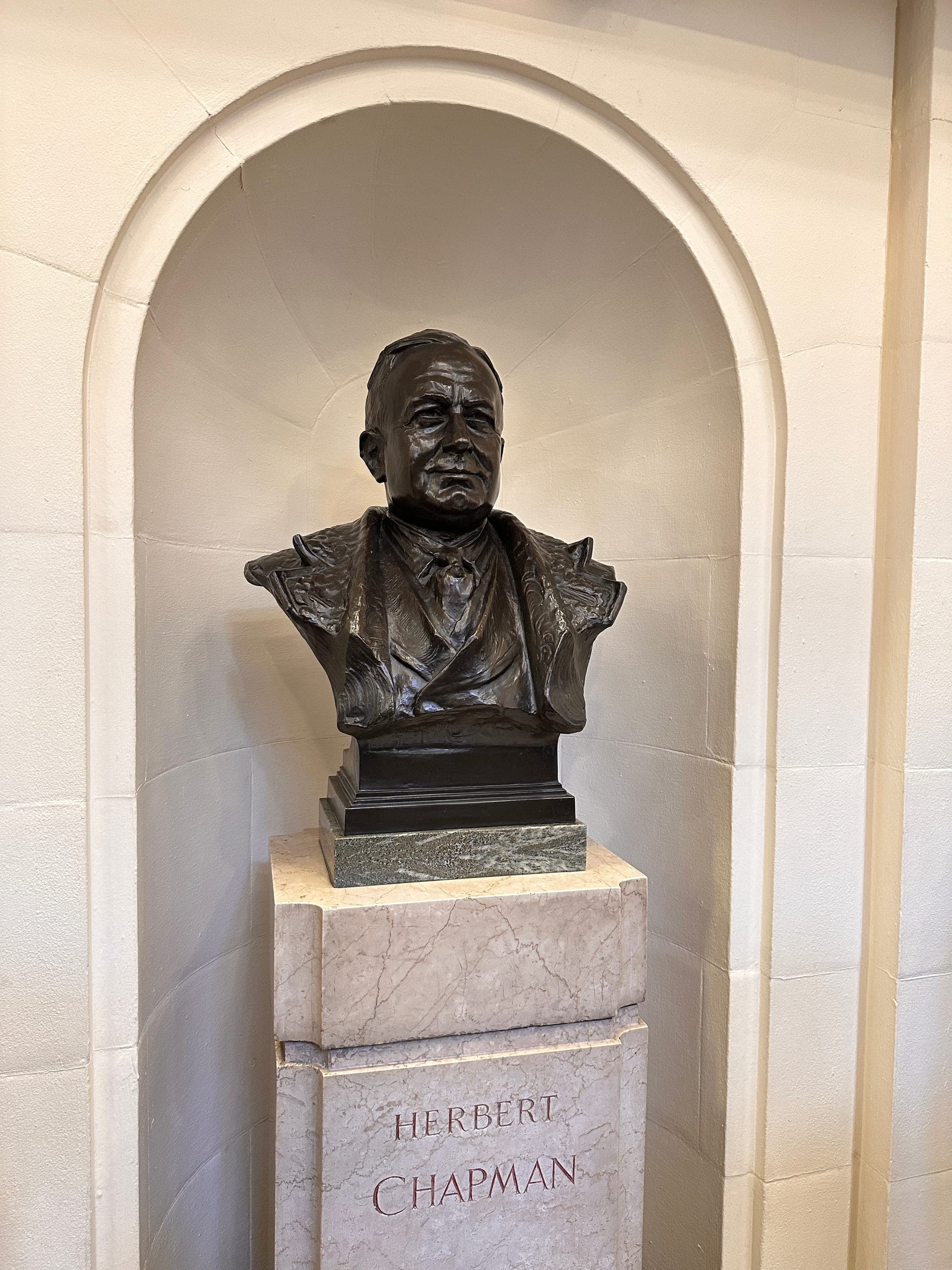 Bust of Herbert Chapman at the Emirates Stadium, commemorating Arsenal's most transformative manager
