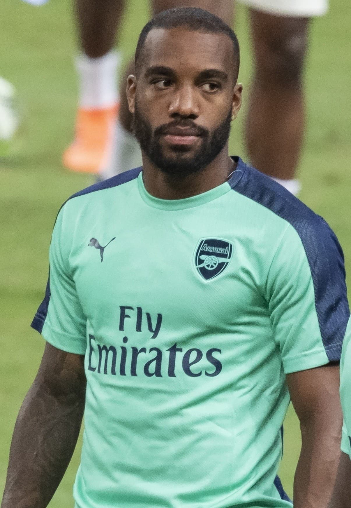Alexandre Lacazette in Arsenal training kit, July 2018